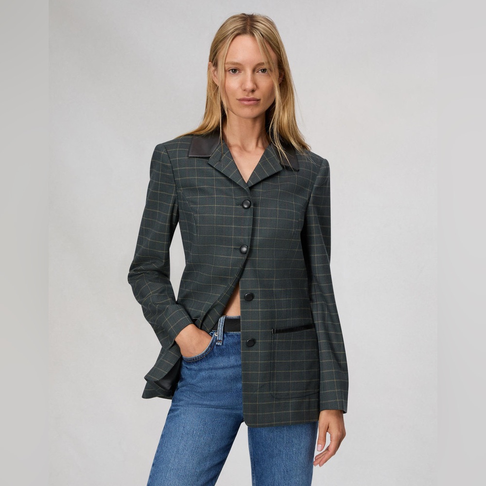 Nwt $658 Rag & Bone Drew Wool-Blend Blazer In Green